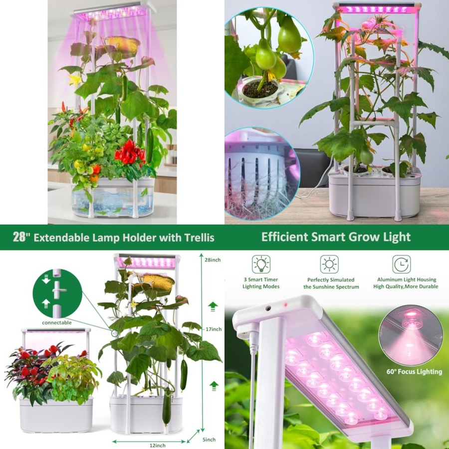 Smart Garden Led Lights - Hydroponics Growing System kit with Trellis,