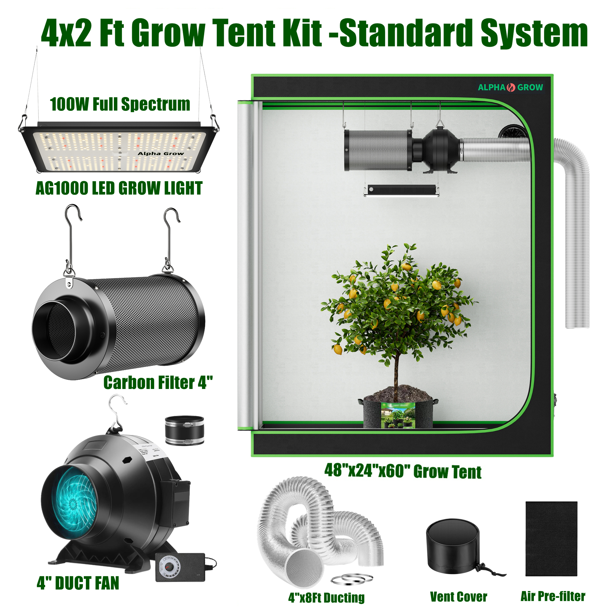 ALPHAGROW 4x2 ft. Grow Tent Ki - Grow Tent Complete Kit ulasan dan harga