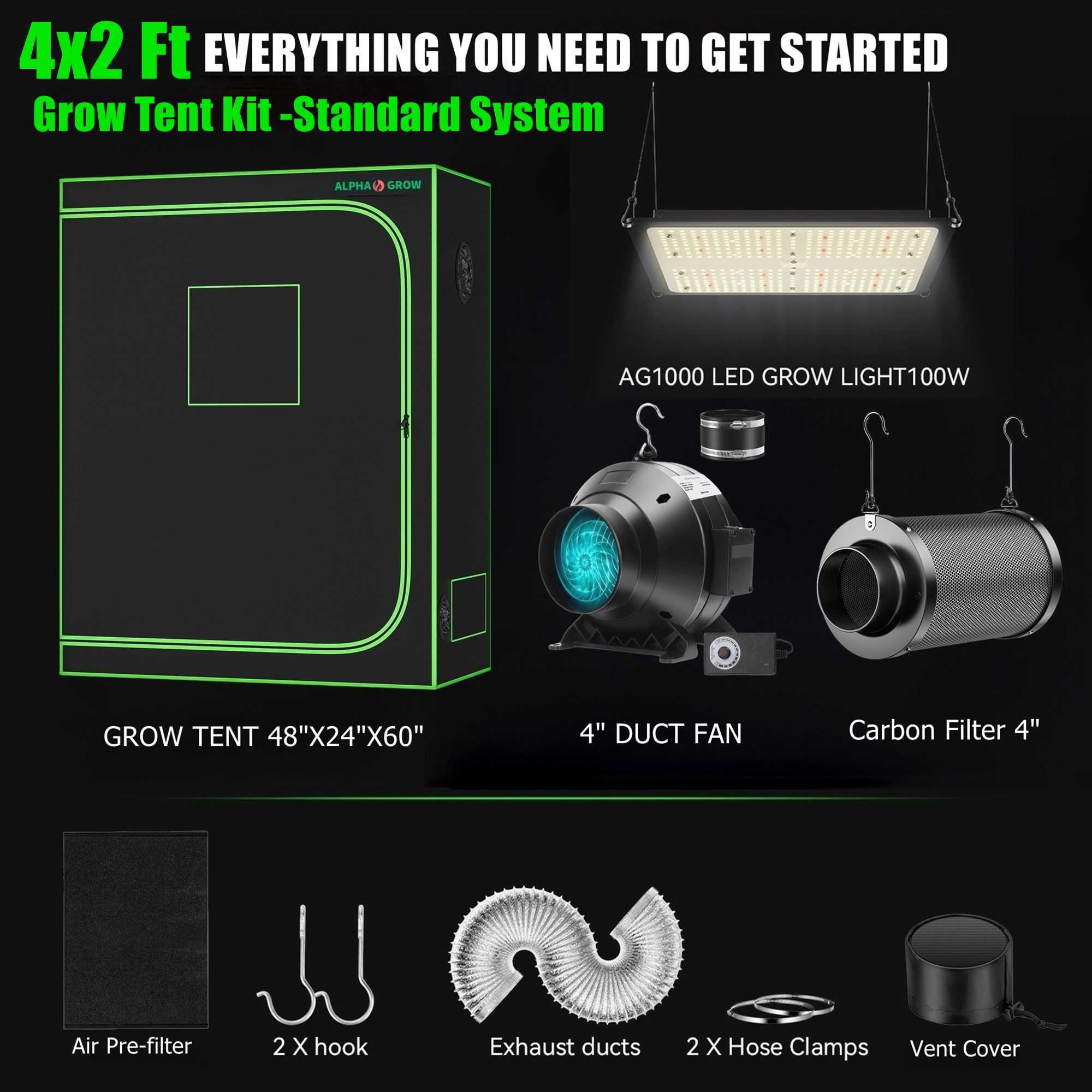 ALPHAGROW 4x2 ft. Grow Tent Ki - Grow Tent Complete Kit ulasan dan harga