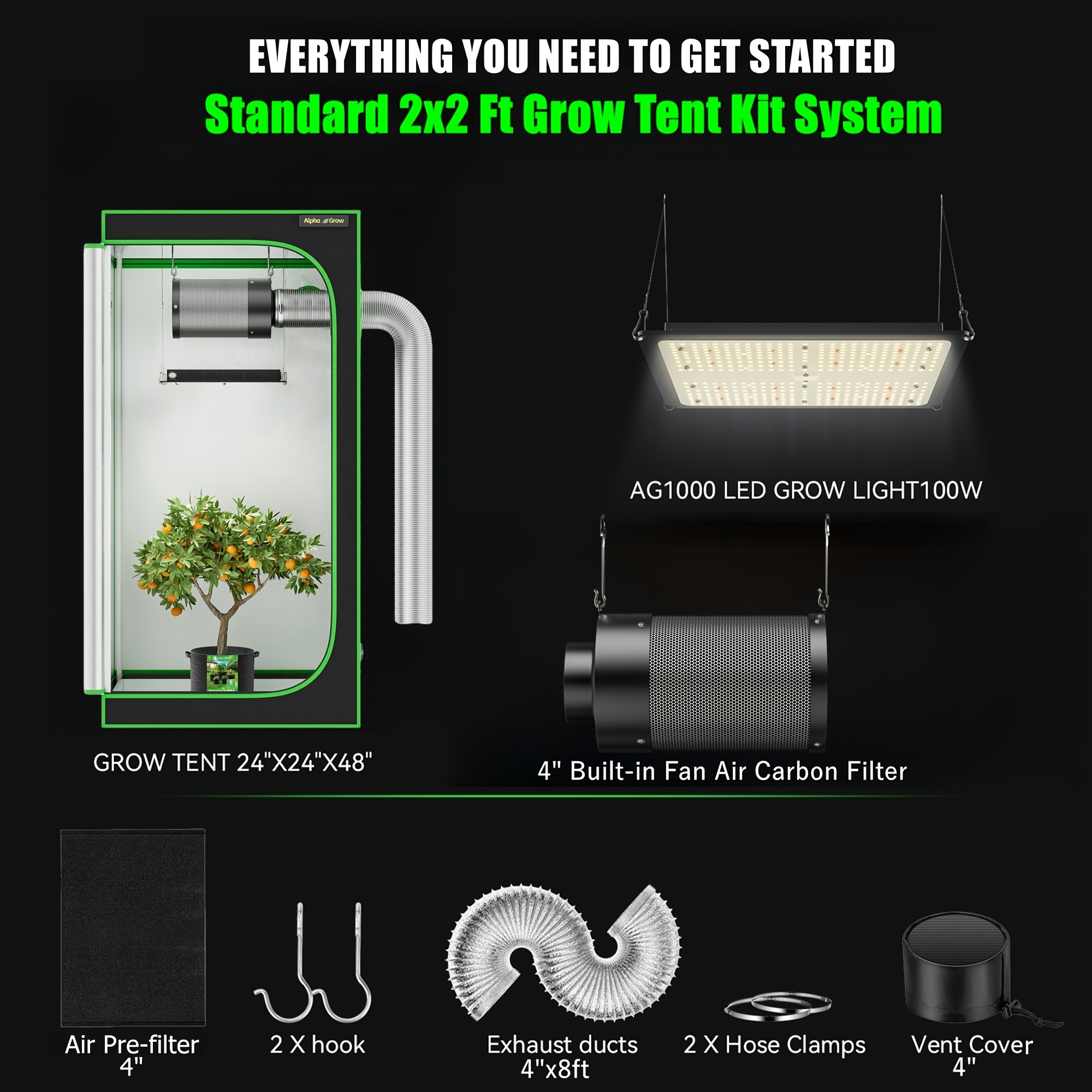 ALPHAGROW Complete Indoor Grow - Grow Tent Complete Kit ulasan dan harga