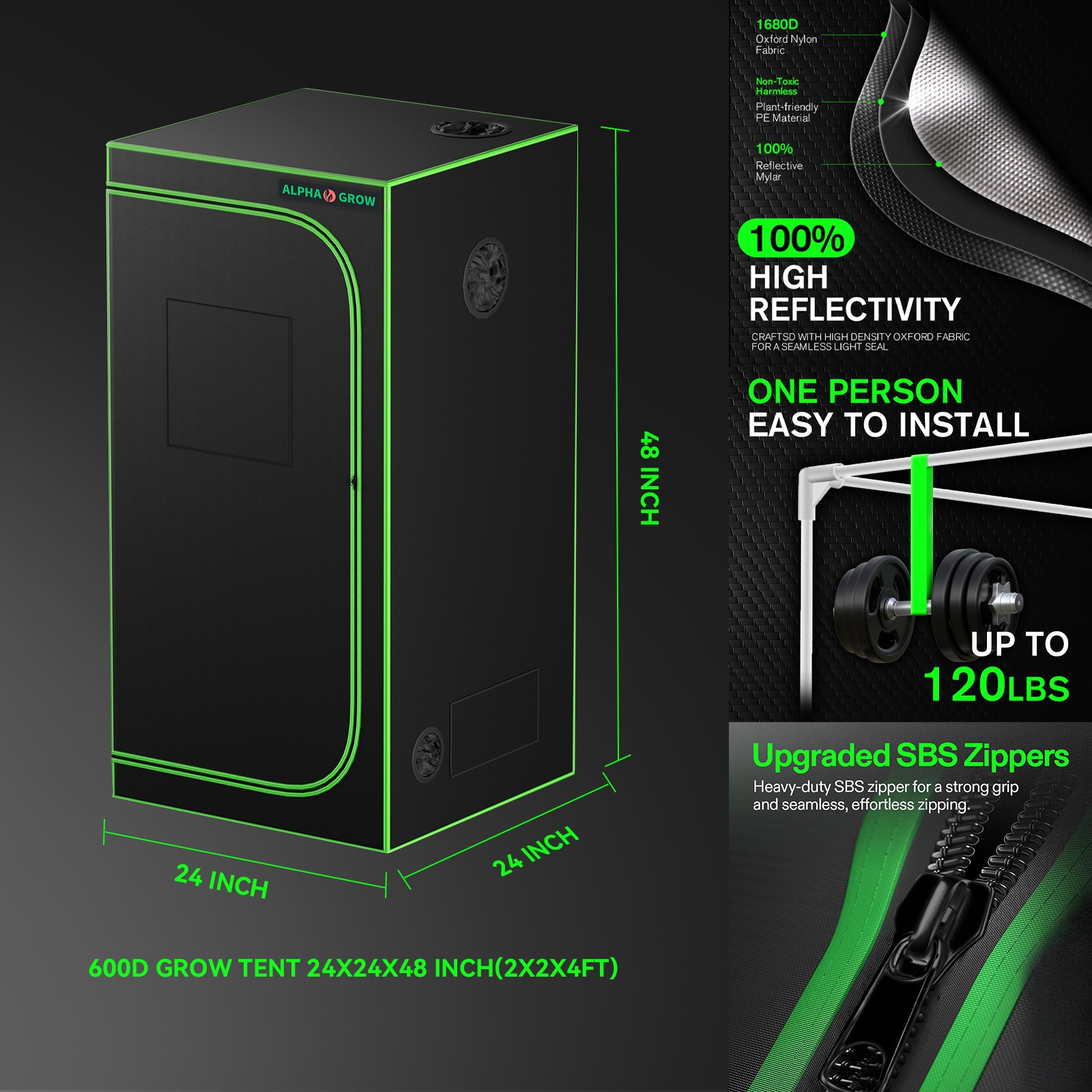 ALPHAGROW Complete Indoor Grow - Grow Tent Complete Kit ulasan dan harga