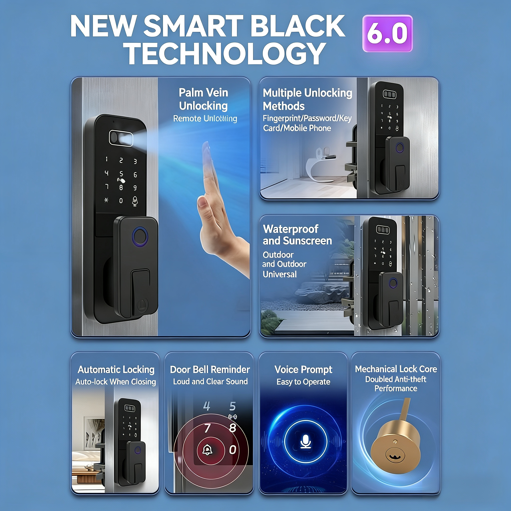 Tuya WiFi Smart Door Lock Face - Smart Garden Lock ulasan dan harga