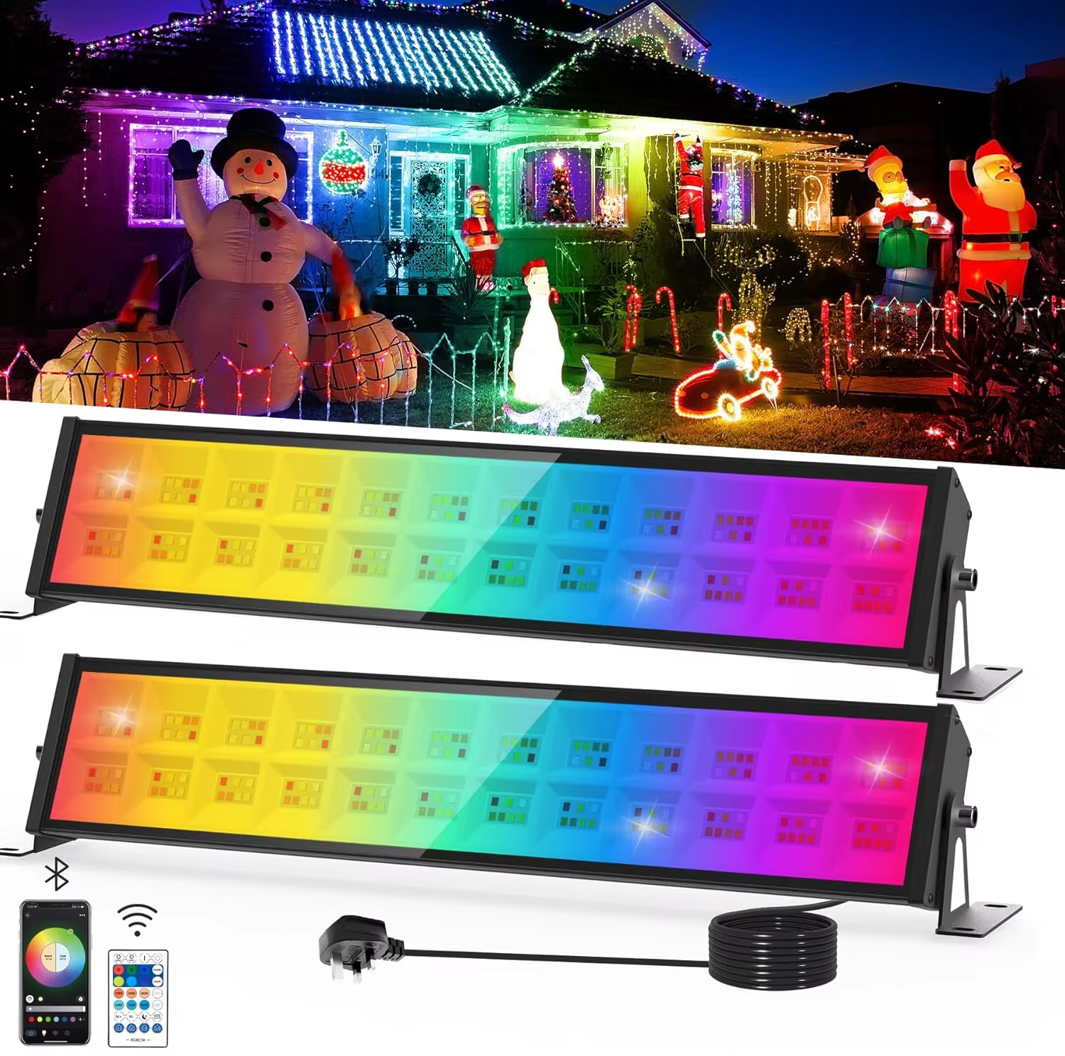 72W RGB LED Floodlight Bar Wit - Smart Garden Lights Uk ulasan dan harga