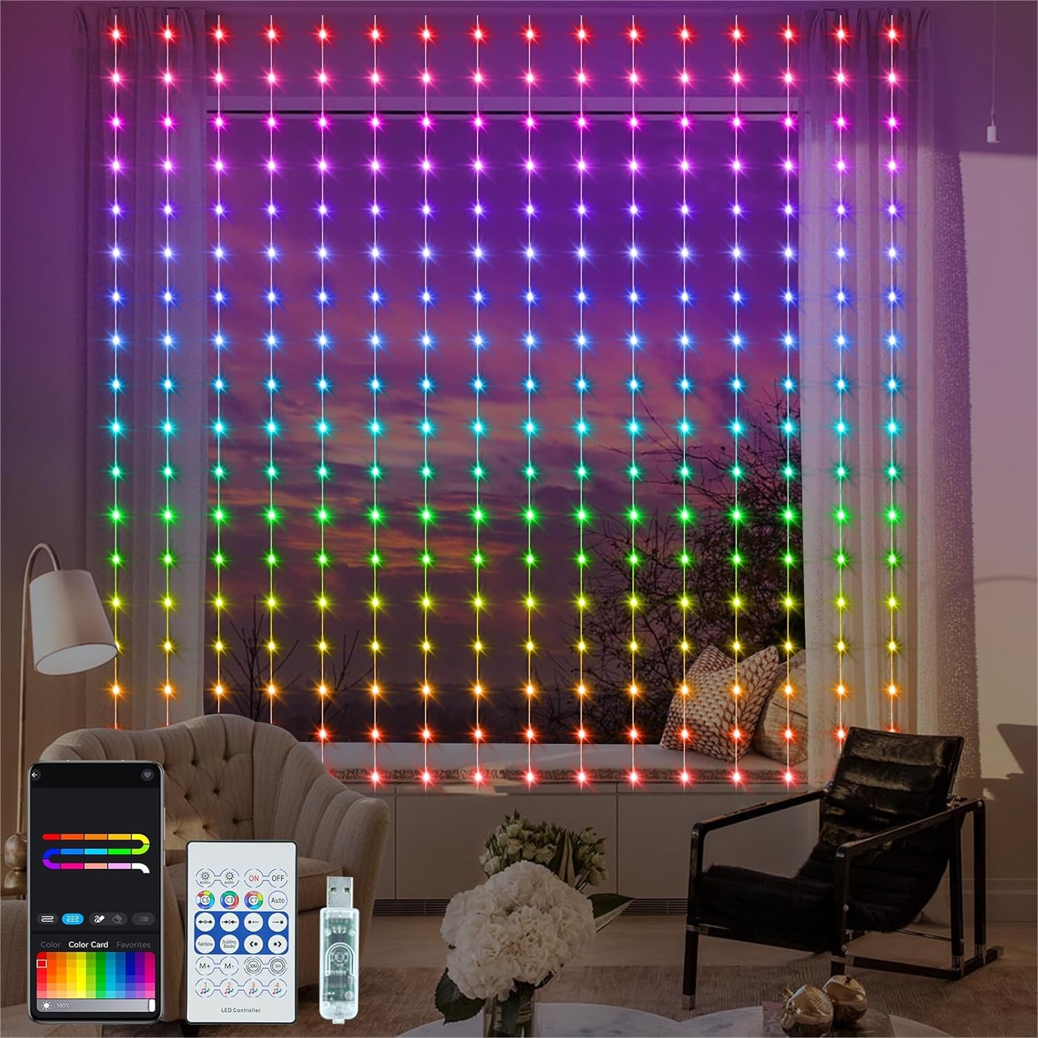 Smart Curtain Lights RGB 5050  - Smart Gardening ulasan dan harga