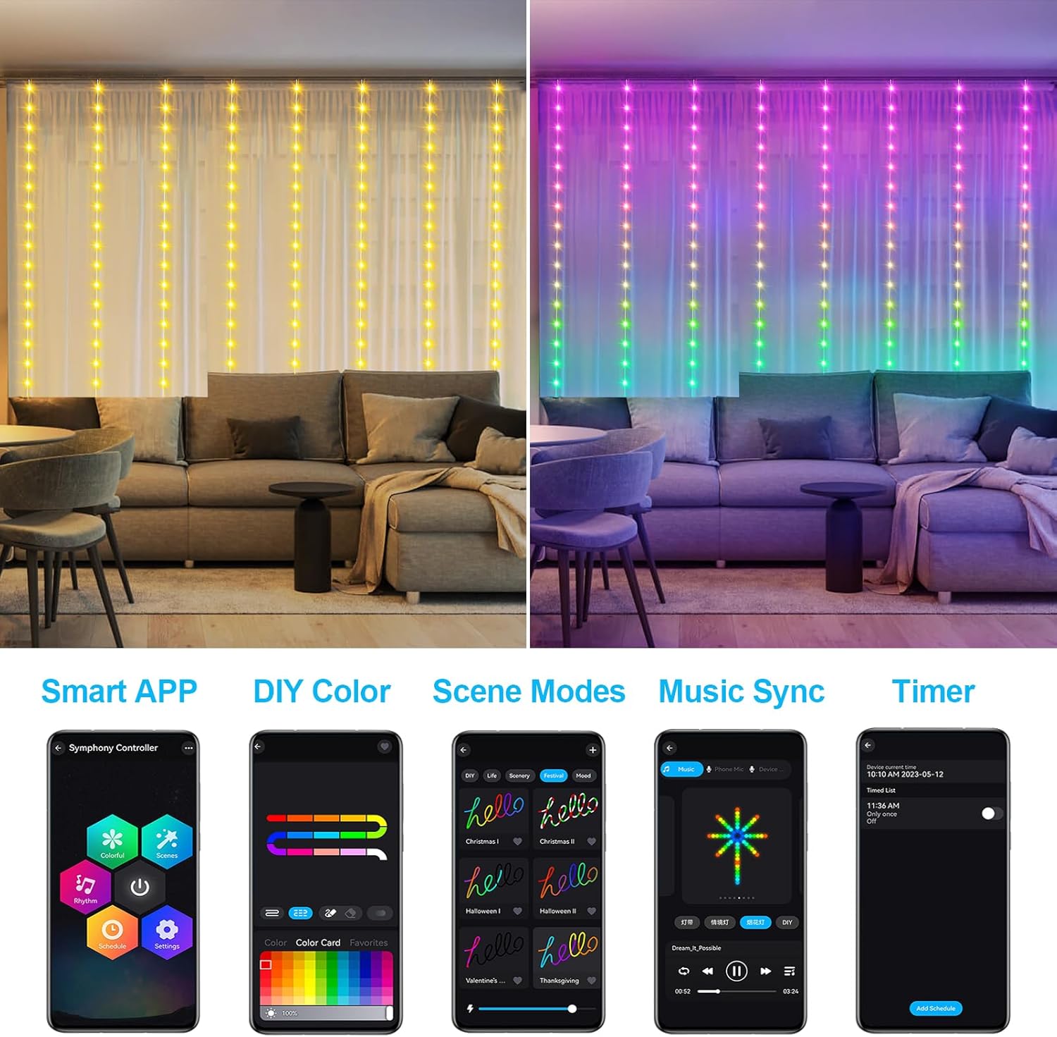 Smart Curtain Lights RGB 5050  - Smart Gardening ulasan dan harga