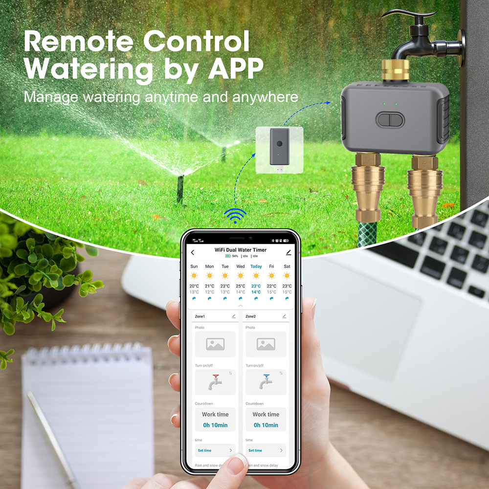 Tuya 2 Zone Watering Timer Gar - Smart Garden Lock ulasan dan harga