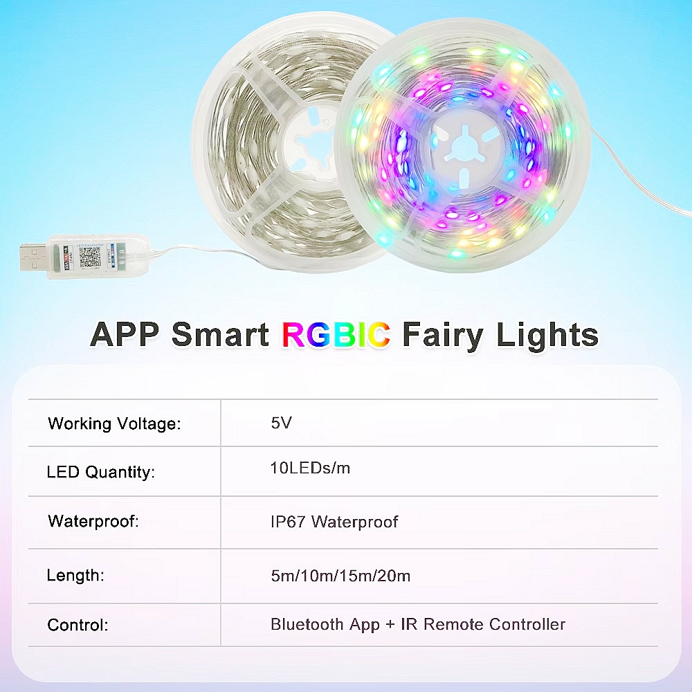 USB LED Smart app RGBIC Fairy  - Smart Garden Led Lights ulasan dan harga